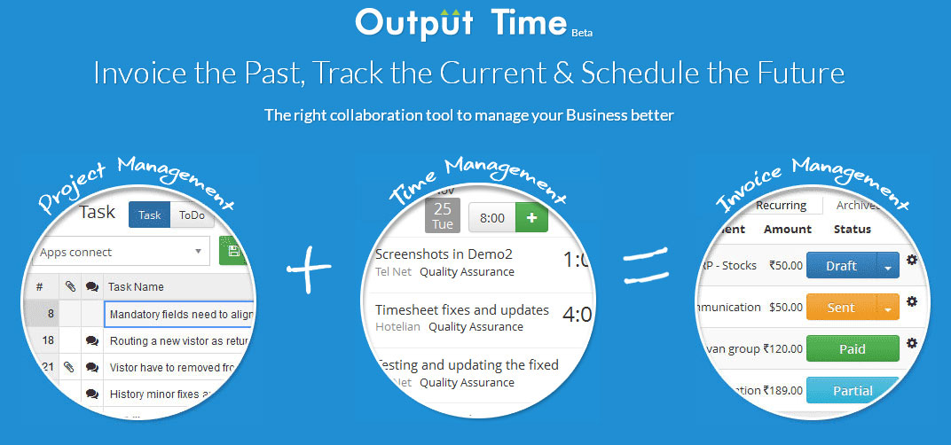 Output Time Project management with Time calculator