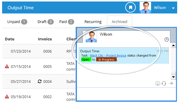 Instant Messenger - Output Time Task Update