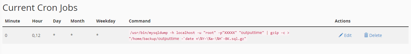 Output Time - Cron job for list in Hosting server