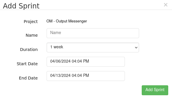 Output Time - Add Sprint