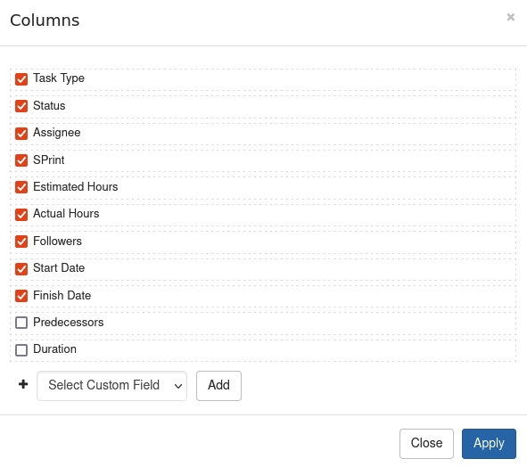 Output Time - Sprint Columns